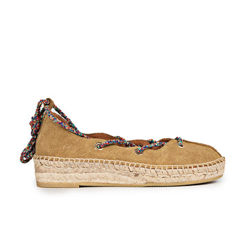 Bailarina cordones trekking Gracioneta piel serraje kaki