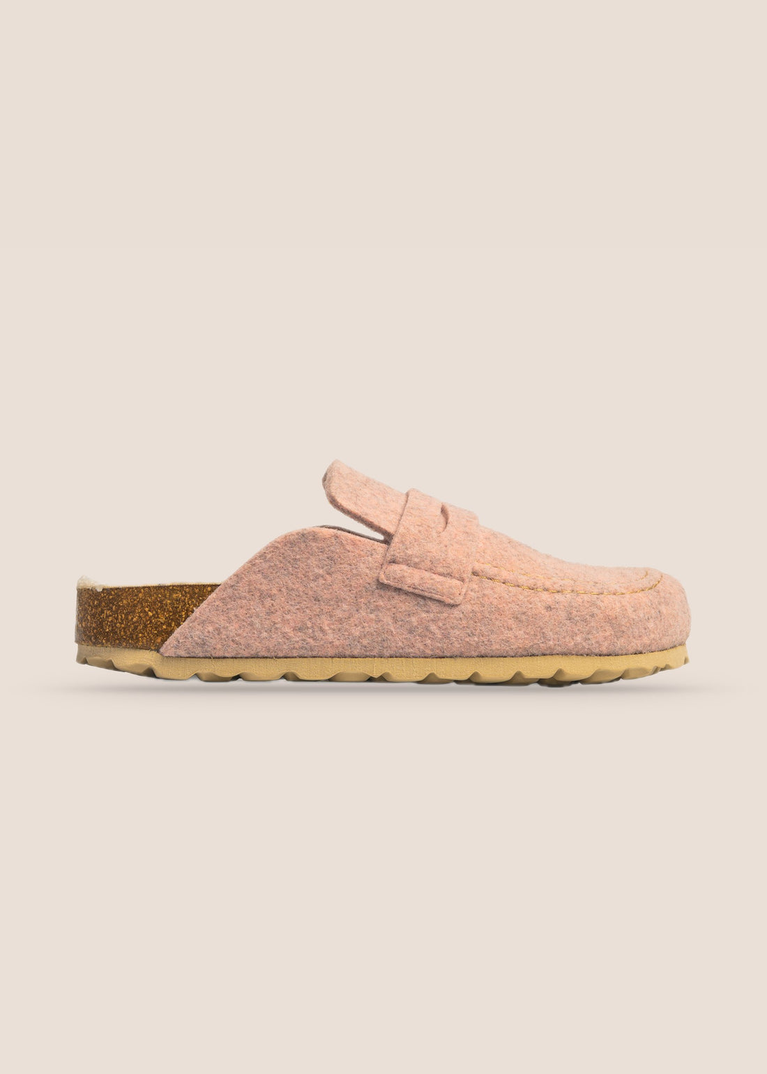 Calma Rosa — zueco forrado con pala tipo mocasín, vista lateral