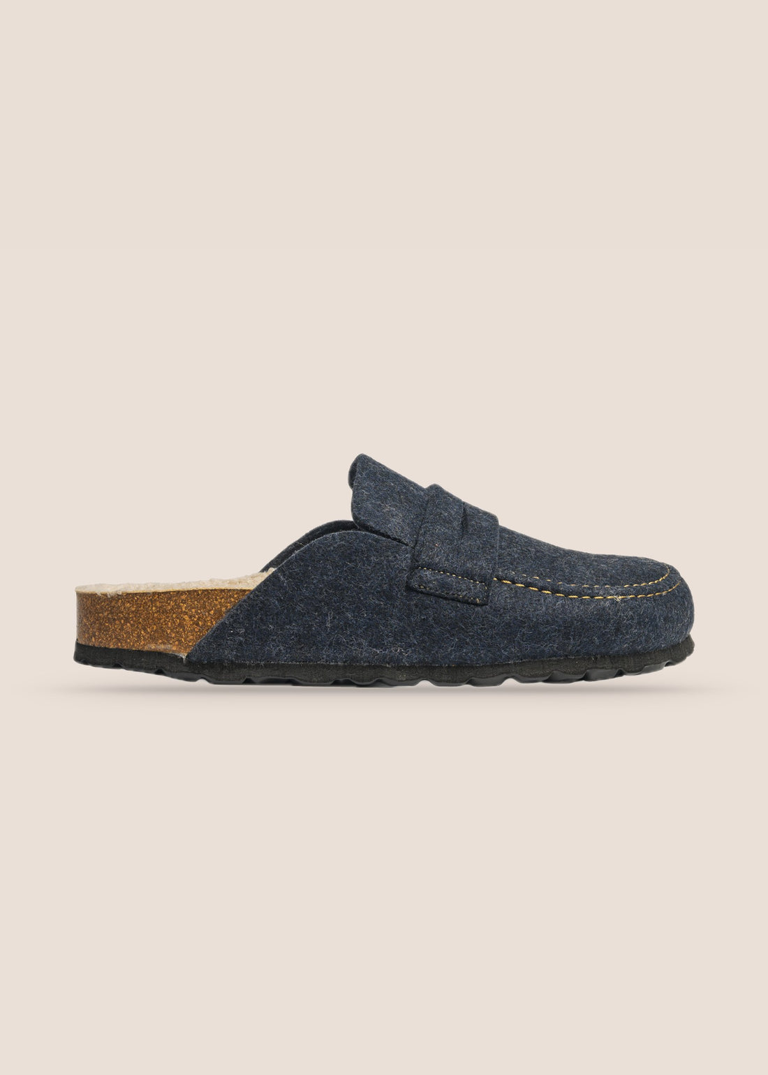 Abric Marino — zueco forrado con pala tipo mocasín, vista lateral