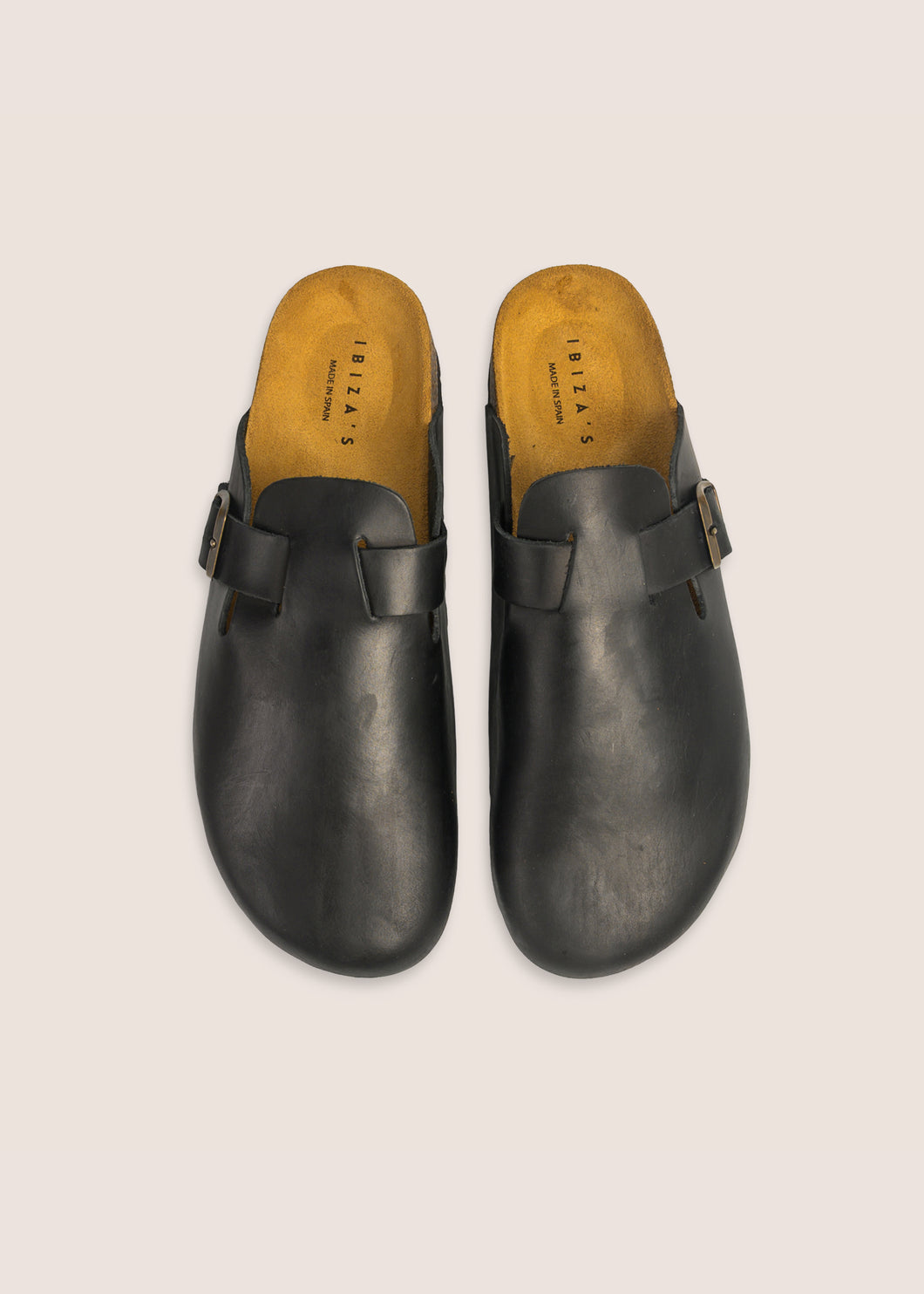 Murta Negro — zueco con hebilla, vista cenital