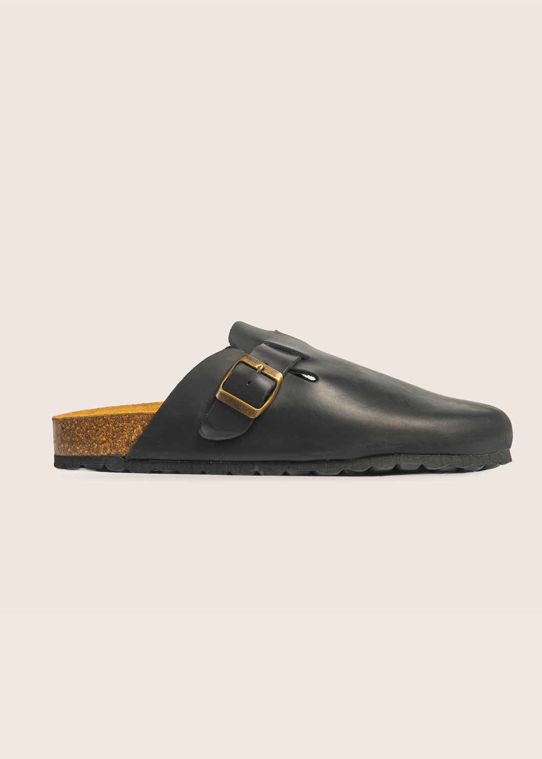 Murta Negro — zueco con hebilla, vista lateral