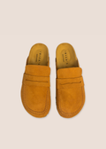 Caliu Cuero — zueco de serraje con pala tipo mocasín, vista cenital